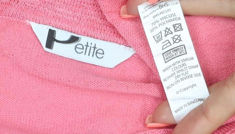 BHS Petite Women's Pink Scoop Neck 3/4 Sleeve Pullover Jumper Size M