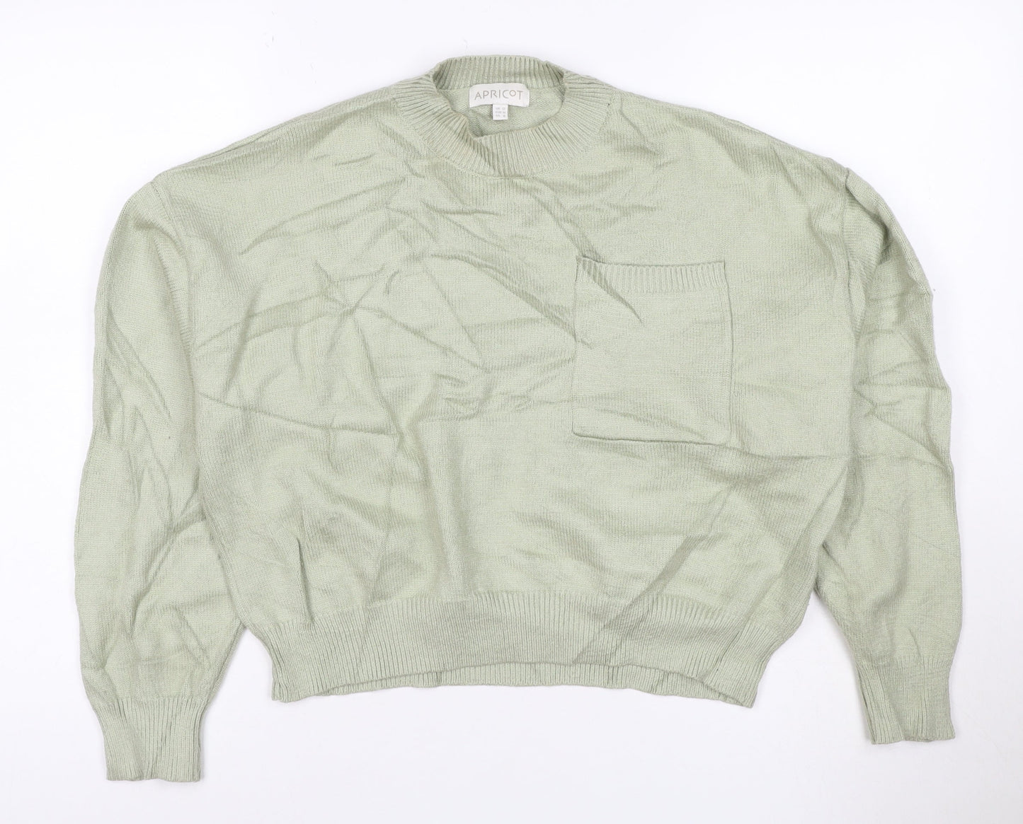 Apricot Women’s Green Crew Neck Relaxed Fit Knit Jumper Size 12