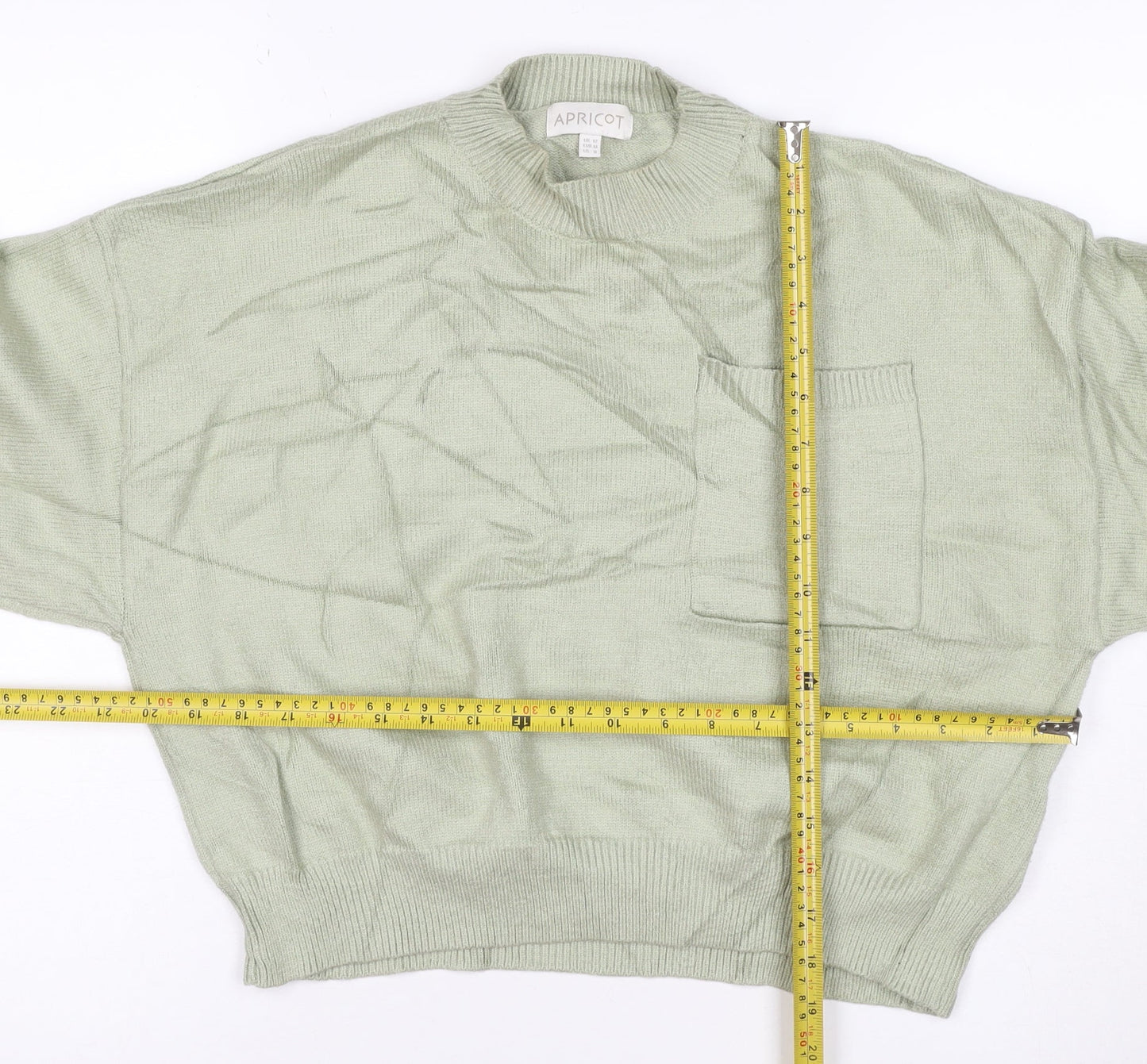 Apricot Women’s Green Crew Neck Relaxed Fit Knit Jumper Size 12