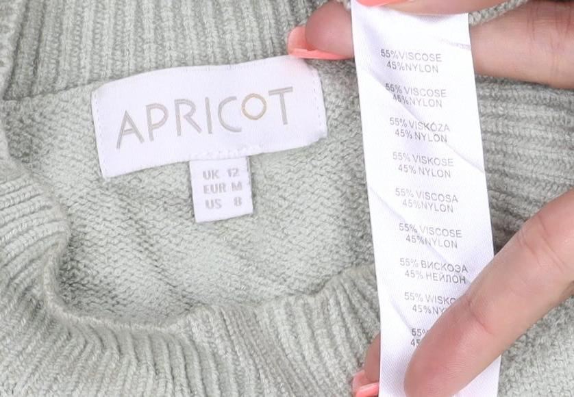 Apricot Women’s Green Crew Neck Relaxed Fit Knit Jumper Size 12