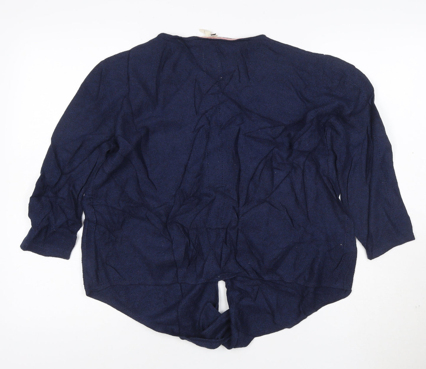 White Stuff Women’s Blue Cotton V-Neck Knit Pullover Jumper Size 12
