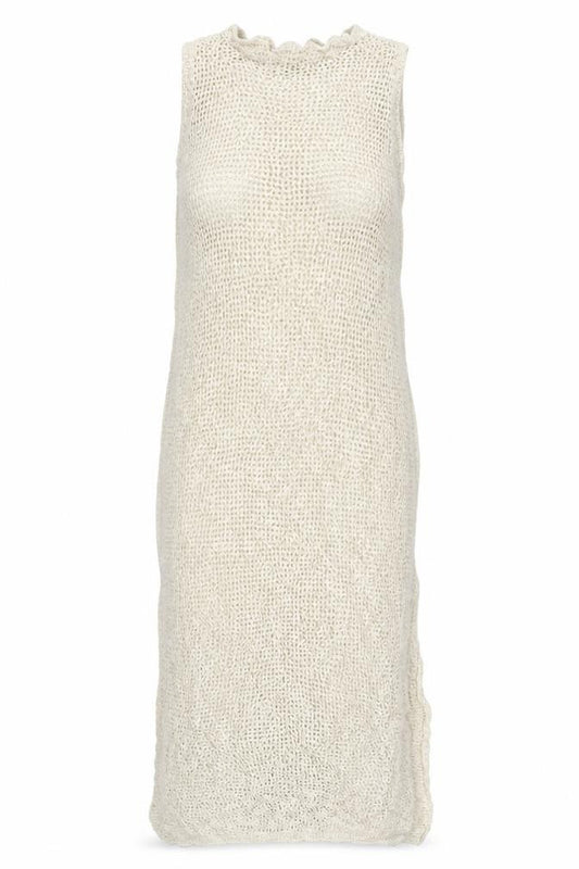 Marks and Spencer Women Beige Knit Linen Blend Sleeveless Shift Dress M
