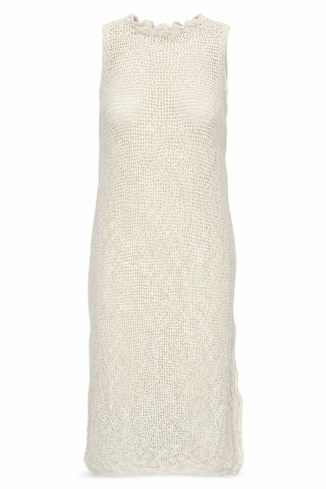 Marks & Spencer Women Beige Knit Linen Blend Sleeveless Shift Dress M