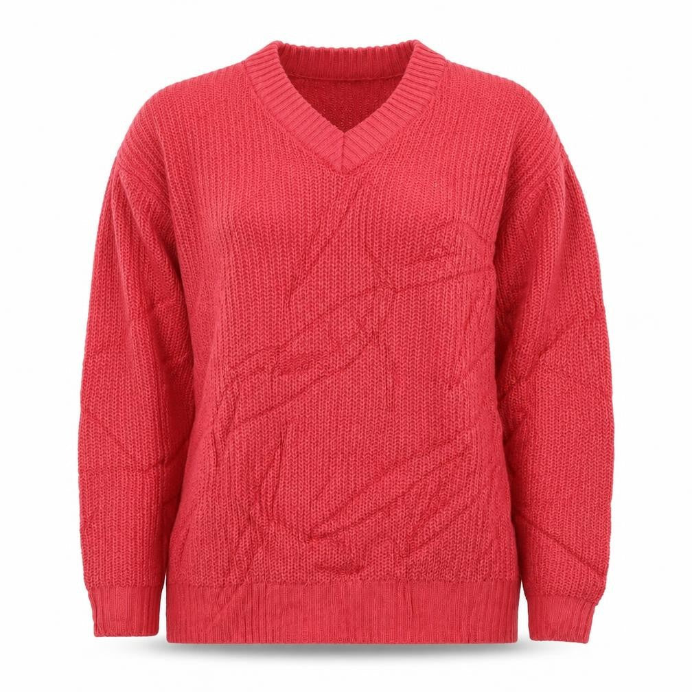 Threadbare Womens Pink V-Neck Chunky Knit Pullover Jumper Size 12