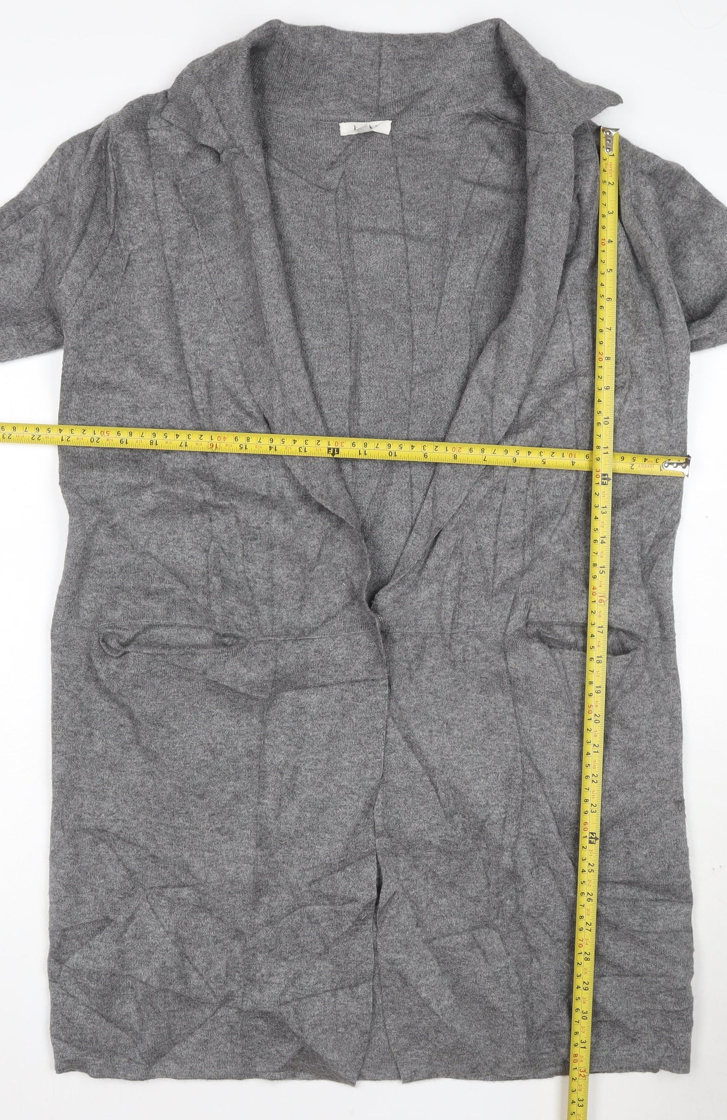 Kilty Paris Women’s Grey Wool Blend Collared Long Cardigan S