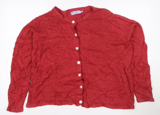 Honor Millburn Women's Red Acrylic Button Cardigan Size 14-16