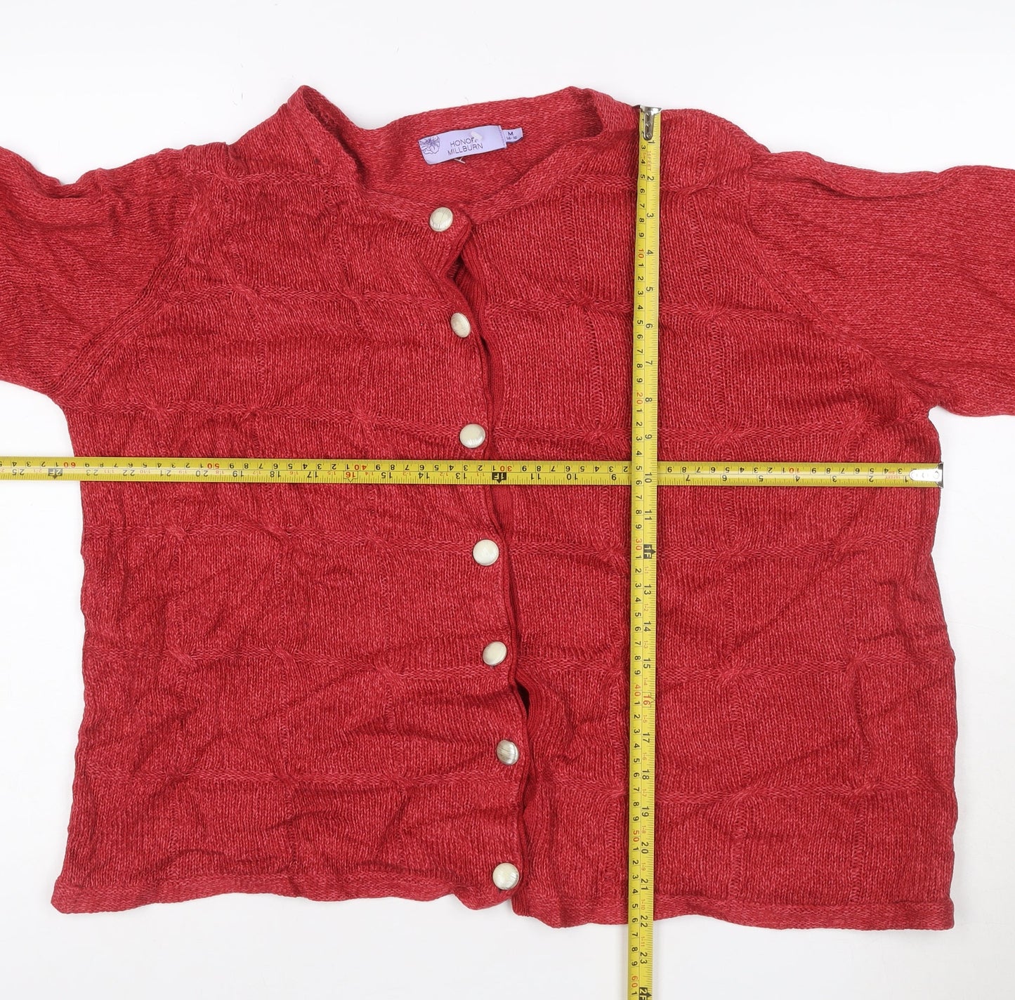 Honor Millburn Women's Red Acrylic Button Cardigan Size 14-16