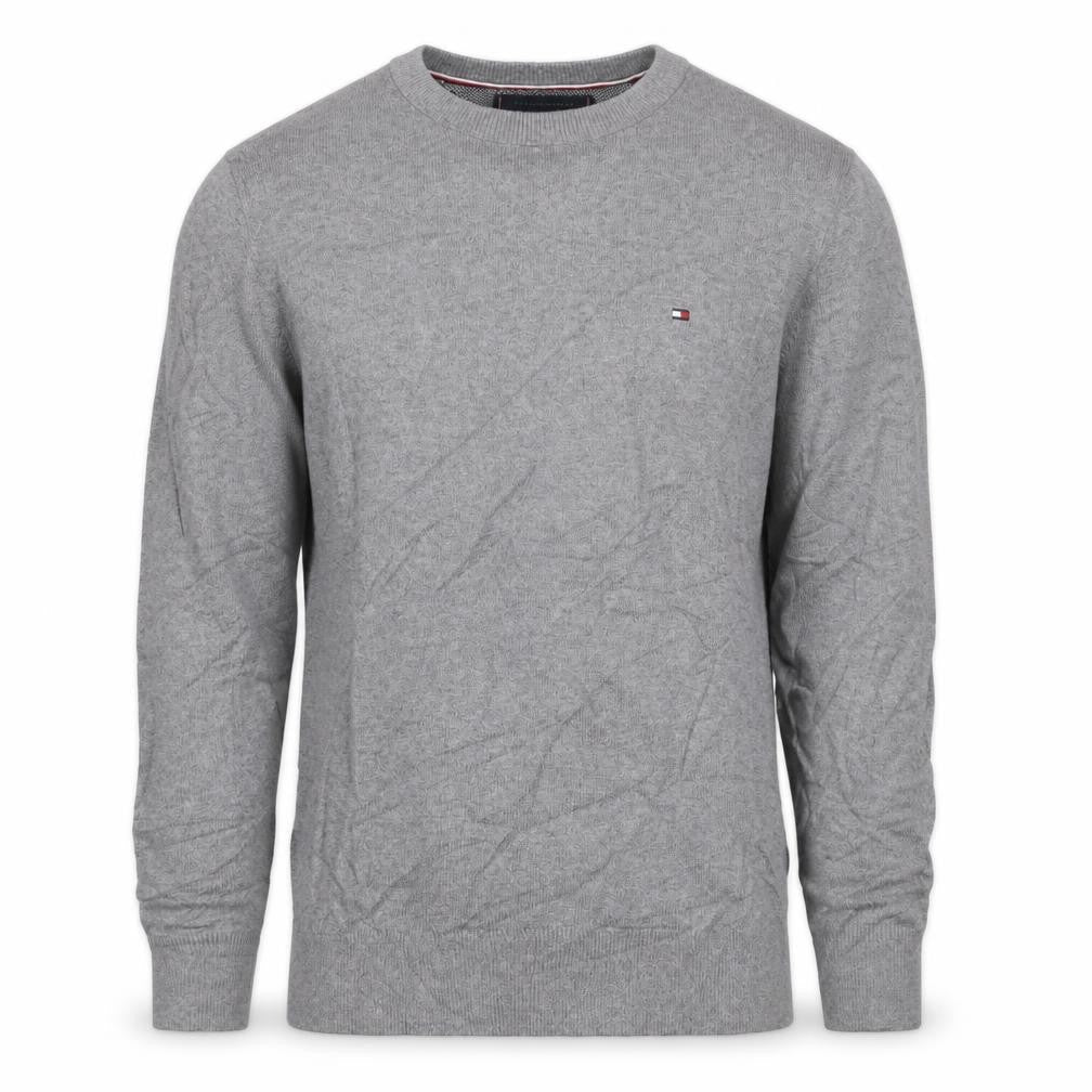 Tommy Hilfiger Men's Grey Cotton Cashmere Crew Neck Jumper Size S