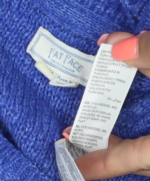 Fat Face Women's Blue Crew Neck Knit Pullover Jumper M