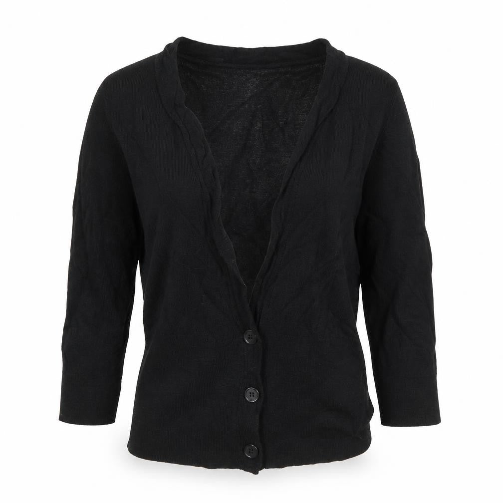 Red Herring Women's Black Ruffle V-Neck Cardigan Size S
