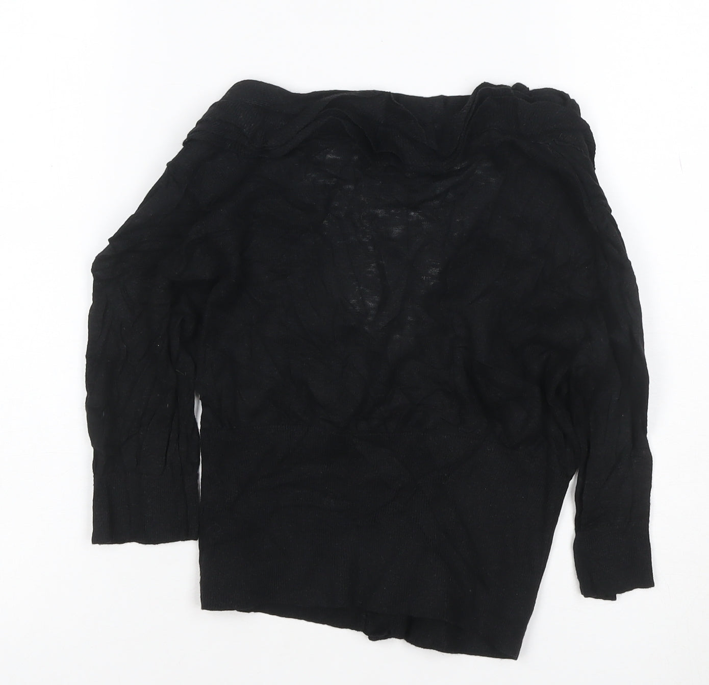 Red Herring Women's Black Ruffle V-Neck Cardigan Size S