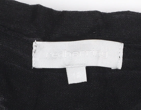 Red Herring Women's Black Ruffle V-Neck Cardigan Size S