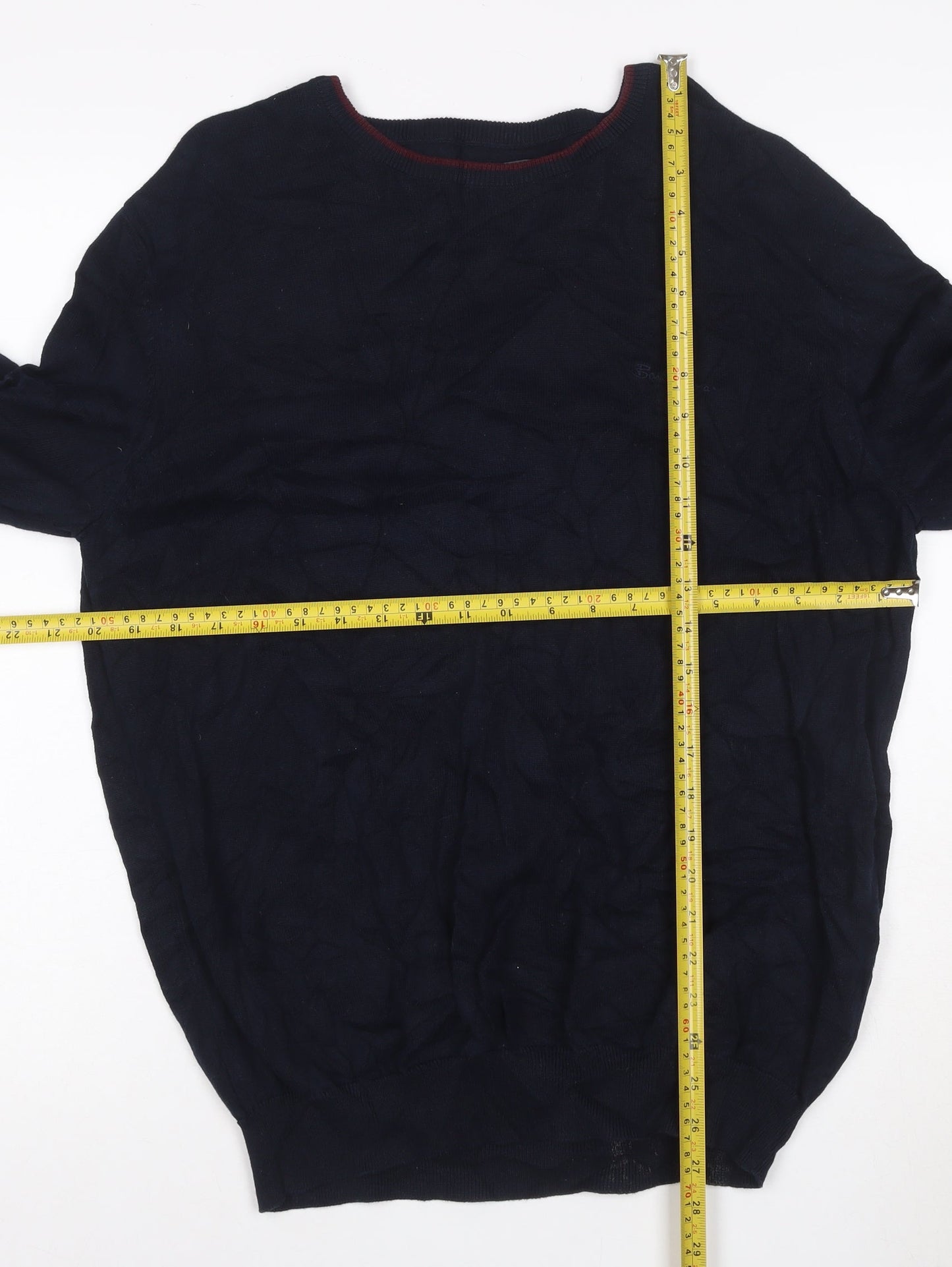 Ben Sherman Men's Blue Cotton Crew Neck Jumper Size L