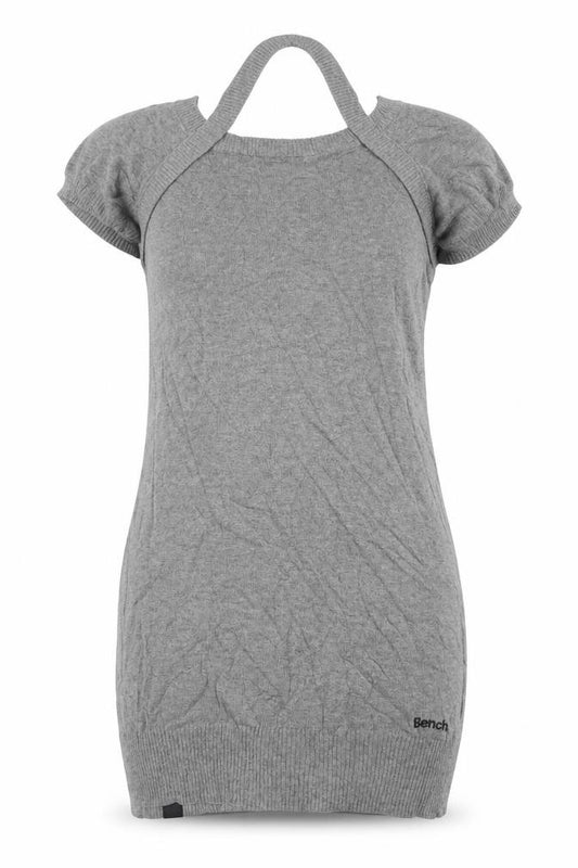 Bench Women Grey XS Knit T-Shirt Dress Cotton Casual