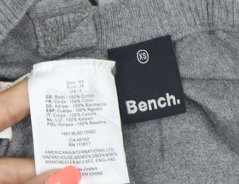 Bench Women Grey XS Knit T-Shirt Dress Cotton Casual