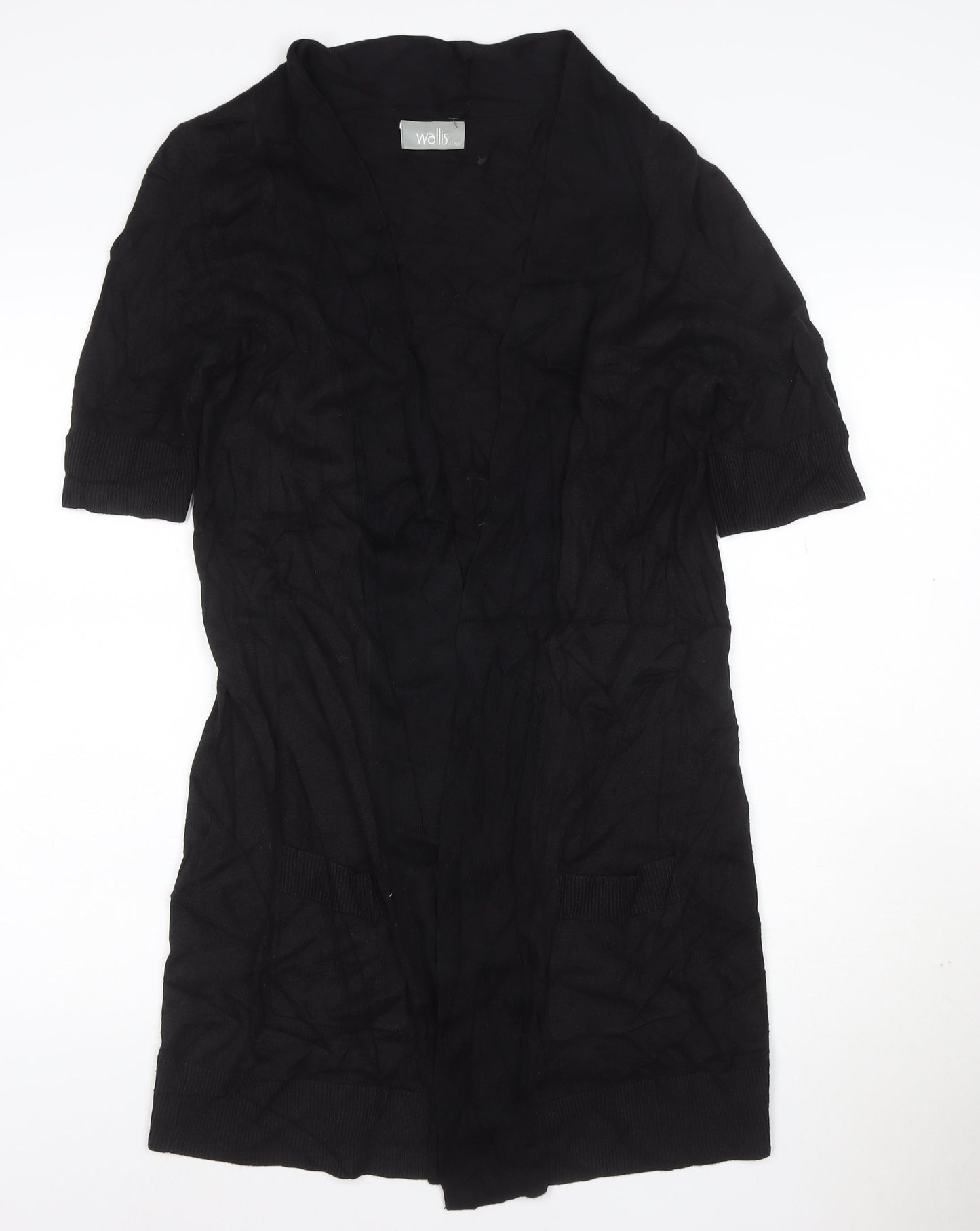 Wallis Womens Black Viscose Cotton Open Front Cardigan M
