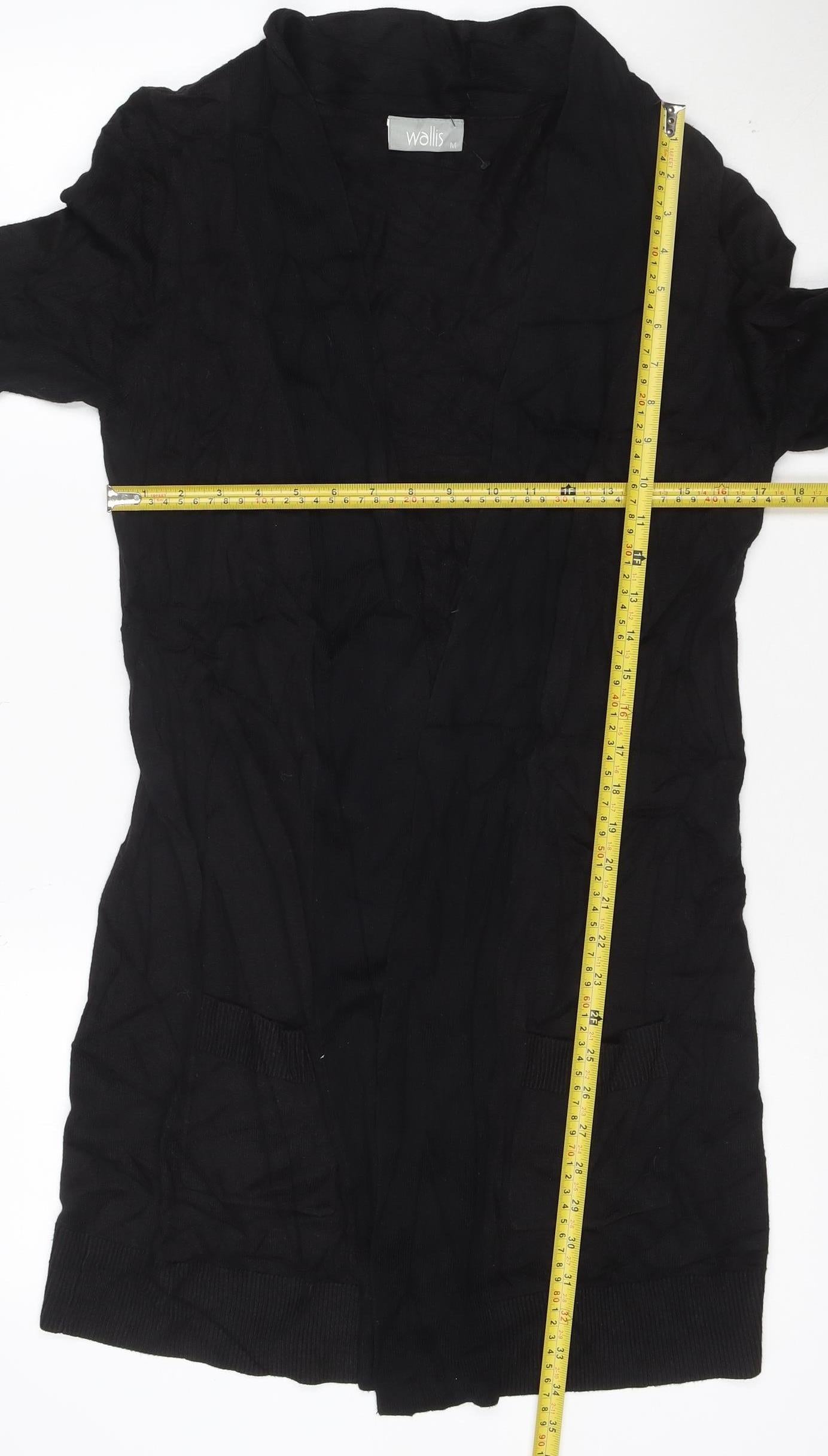 Wallis Womens Black Viscose Cotton Open Front Cardigan M