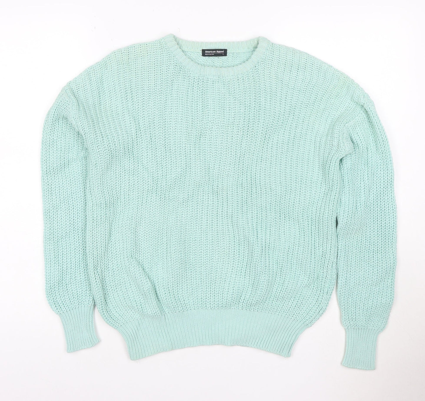 American Apparel Women Green S Chunky-Knit Cotton Jumper