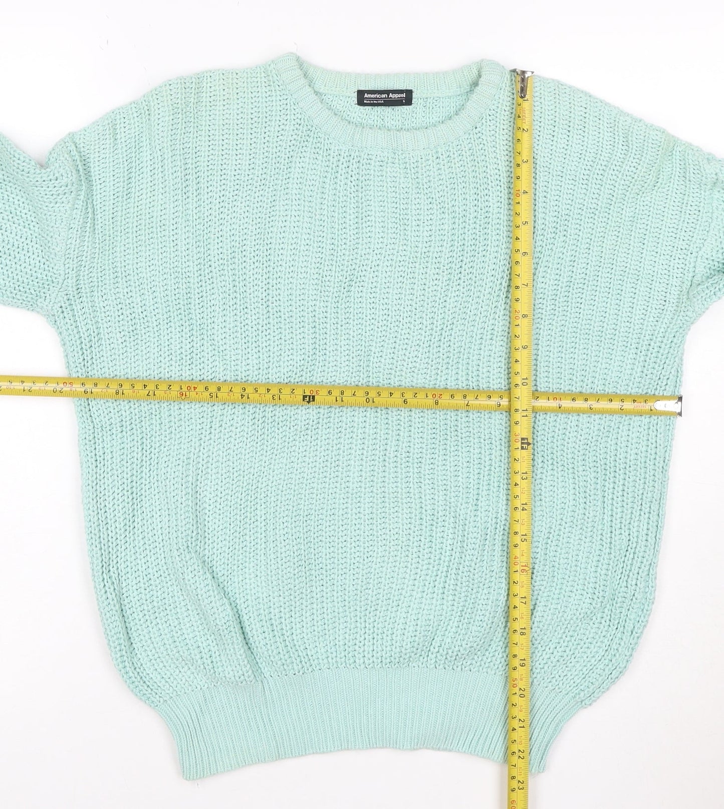American Apparel Women Green S Chunky-Knit Cotton Jumper