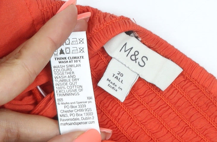 Marks and Spencer Women Orange Size 20 Tall Cotton Slip Dress