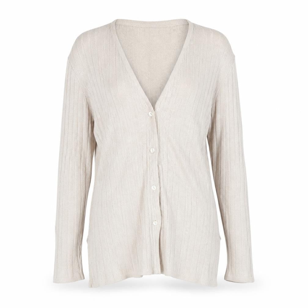 Berkertex Women Beige Knit Long Sleeve V-Neck Cardigan Size 12