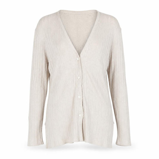 Berkertex Women Beige Knit Long Sleeve V-Neck Cardigan Size 12