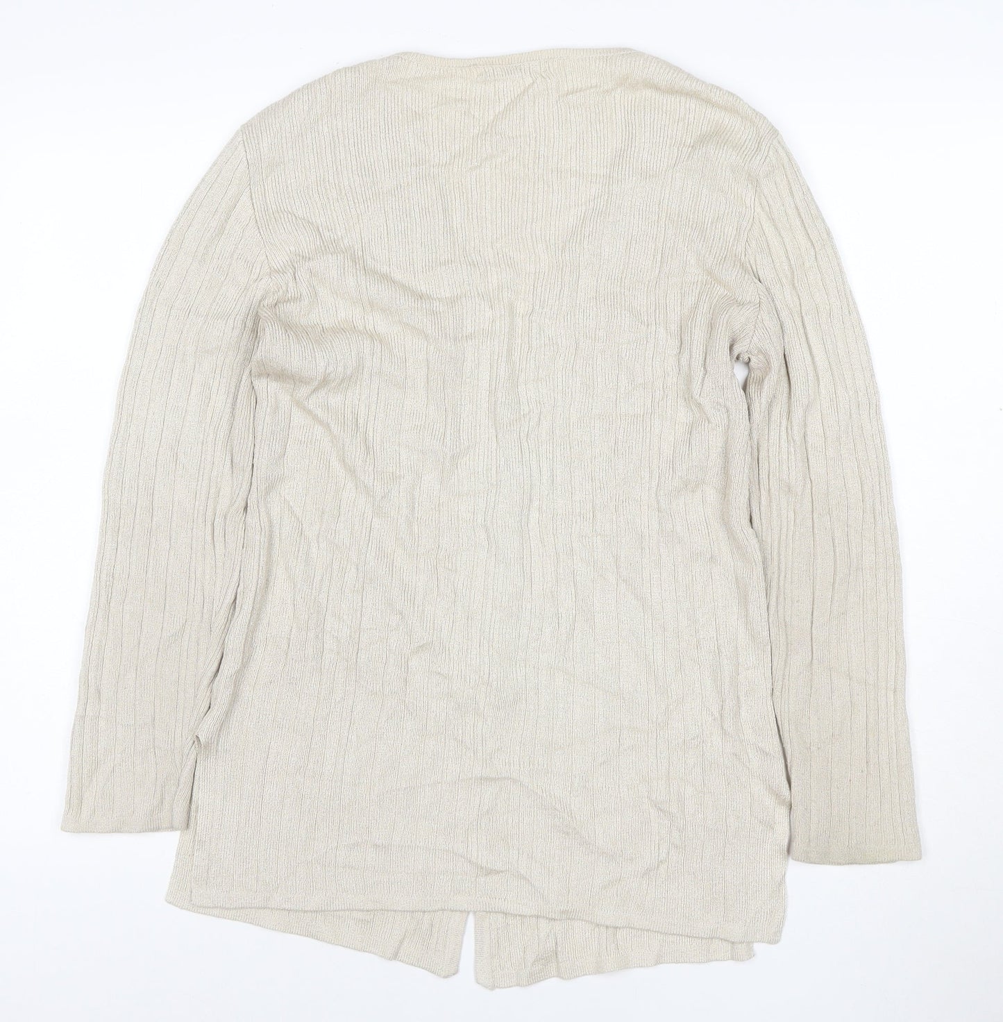 Berkertex Women Beige Knit Long Sleeve V-Neck Cardigan Size 12