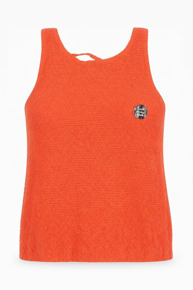 New Look Women’s Orange Knit V-Neck Camisole Tank Top Size 14