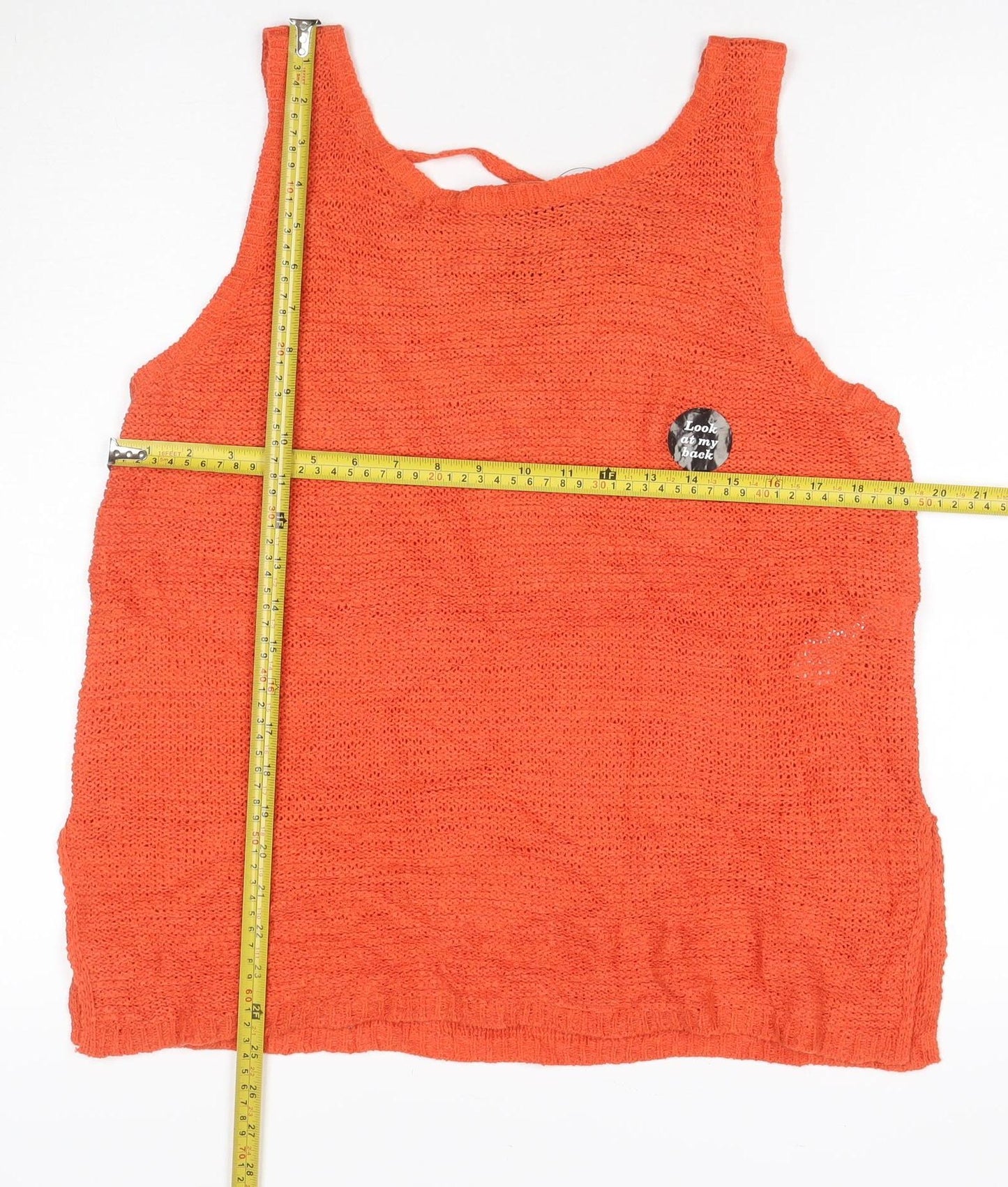 New Look Women’s Orange Knit V-Neck Camisole Tank Top Size 14