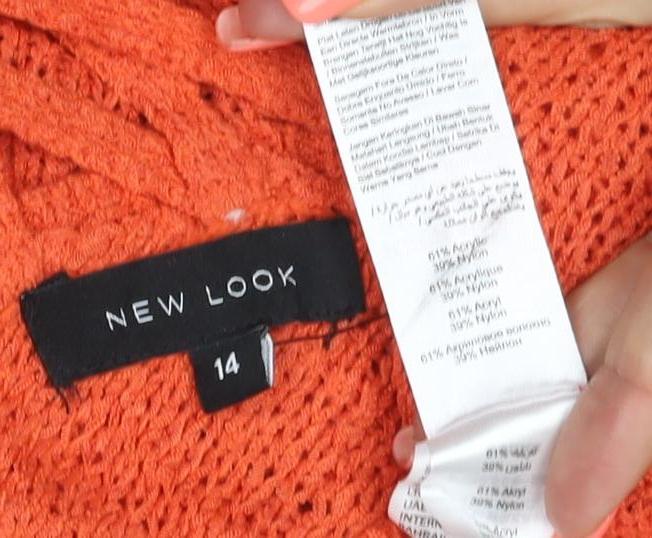 New Look Women’s Orange Knit V-Neck Camisole Tank Top Size 14