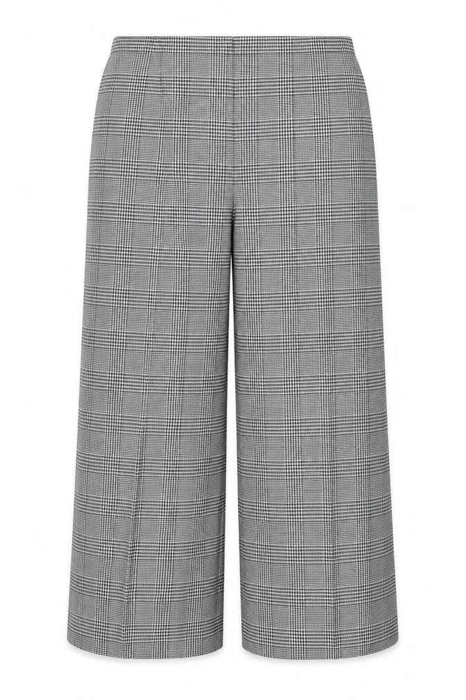 Marks & Spencer Women's Grey Check Wide-Leg Trousers Size 16