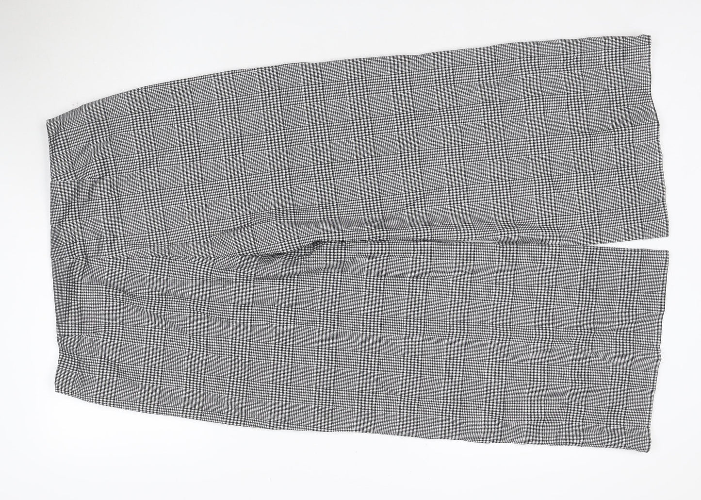 Marks and Spencer Women's Grey Check Wide-Leg Trousers Size 16
