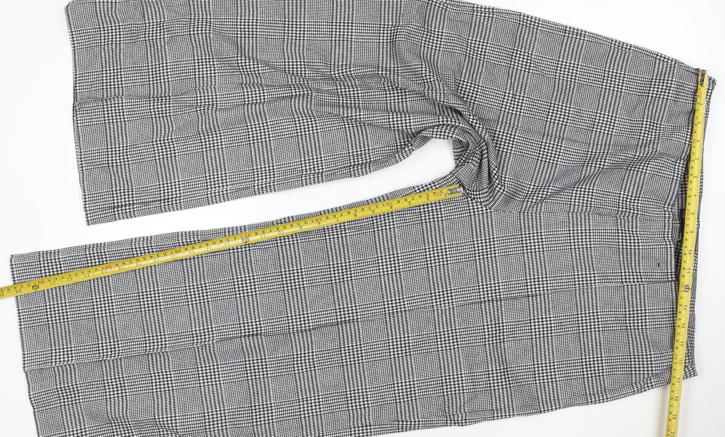 Marks and Spencer Women's Grey Check Wide-Leg Trousers Size 16
