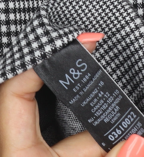 Marks and Spencer Women's Grey Check Wide-Leg Trousers Size 16