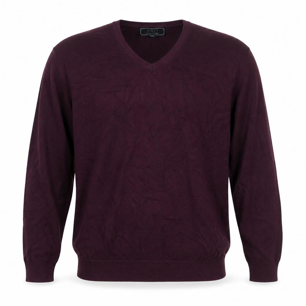 21 Men Purple V-Neck Cotton Blend Jumper Size L