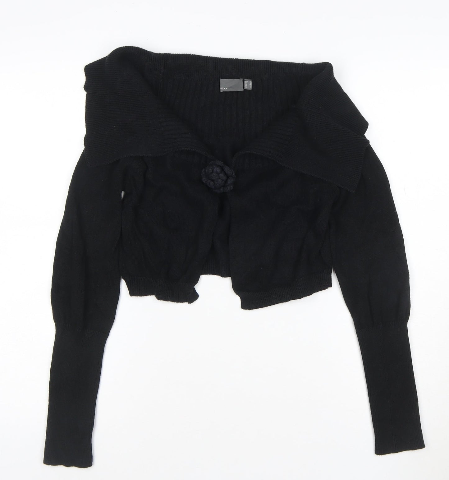 Mexx Women’s Black Knit Cotton Cardigan Size S Boat Neck Lightweight