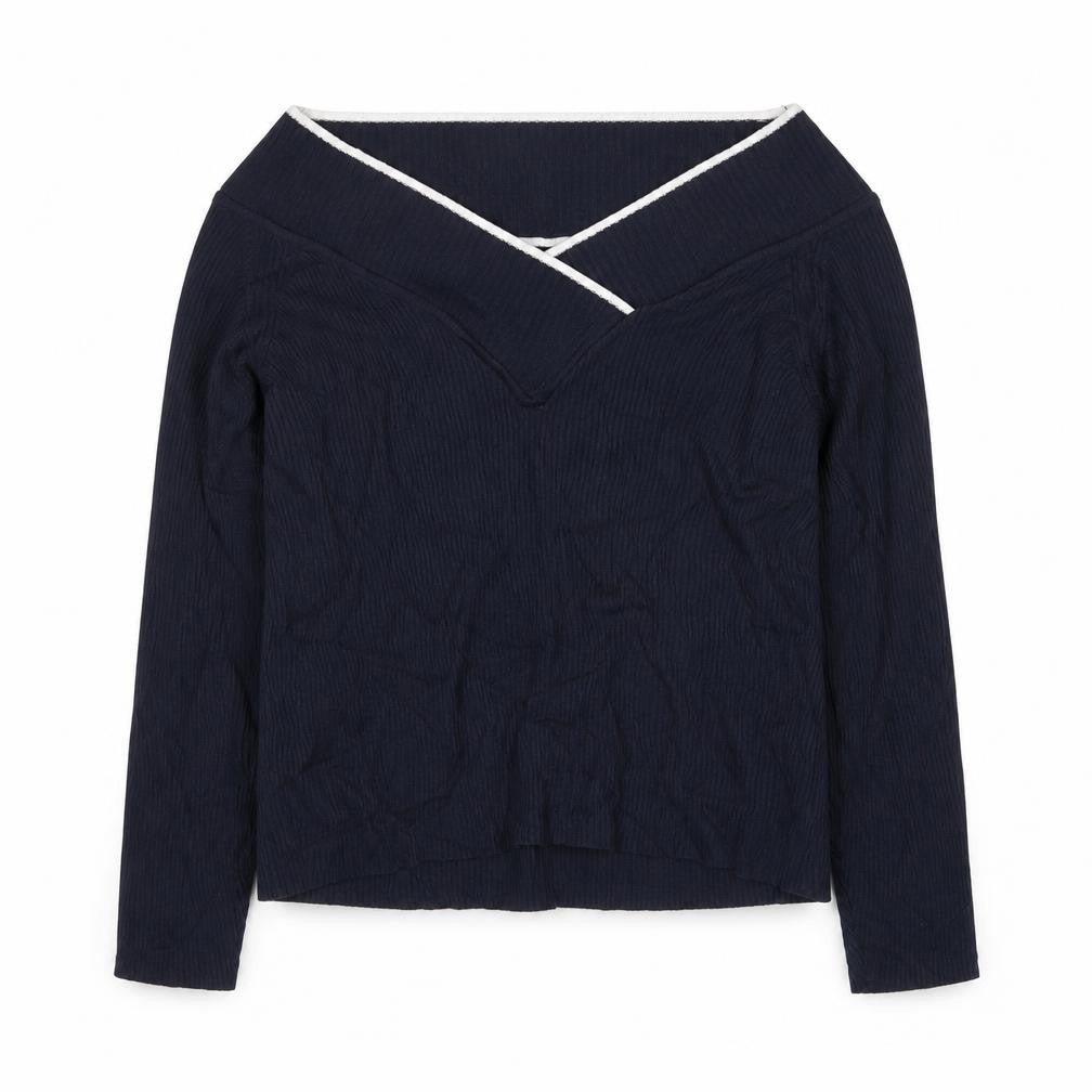 Marks and Spencer Women’s Navy Blue Size 22 Boat Neck Long Sleeve Jumper