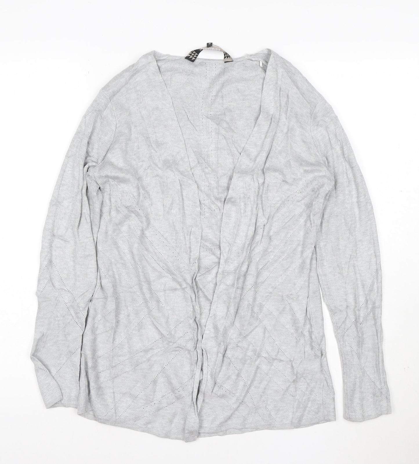 Principles Women’s Grey Knit Open Cardigan Size 12 V-Neck Lightweight