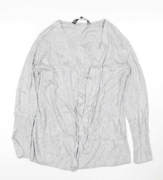Principles Women’s Grey Knit Open Cardigan Size 12 V-Neck Lightweight