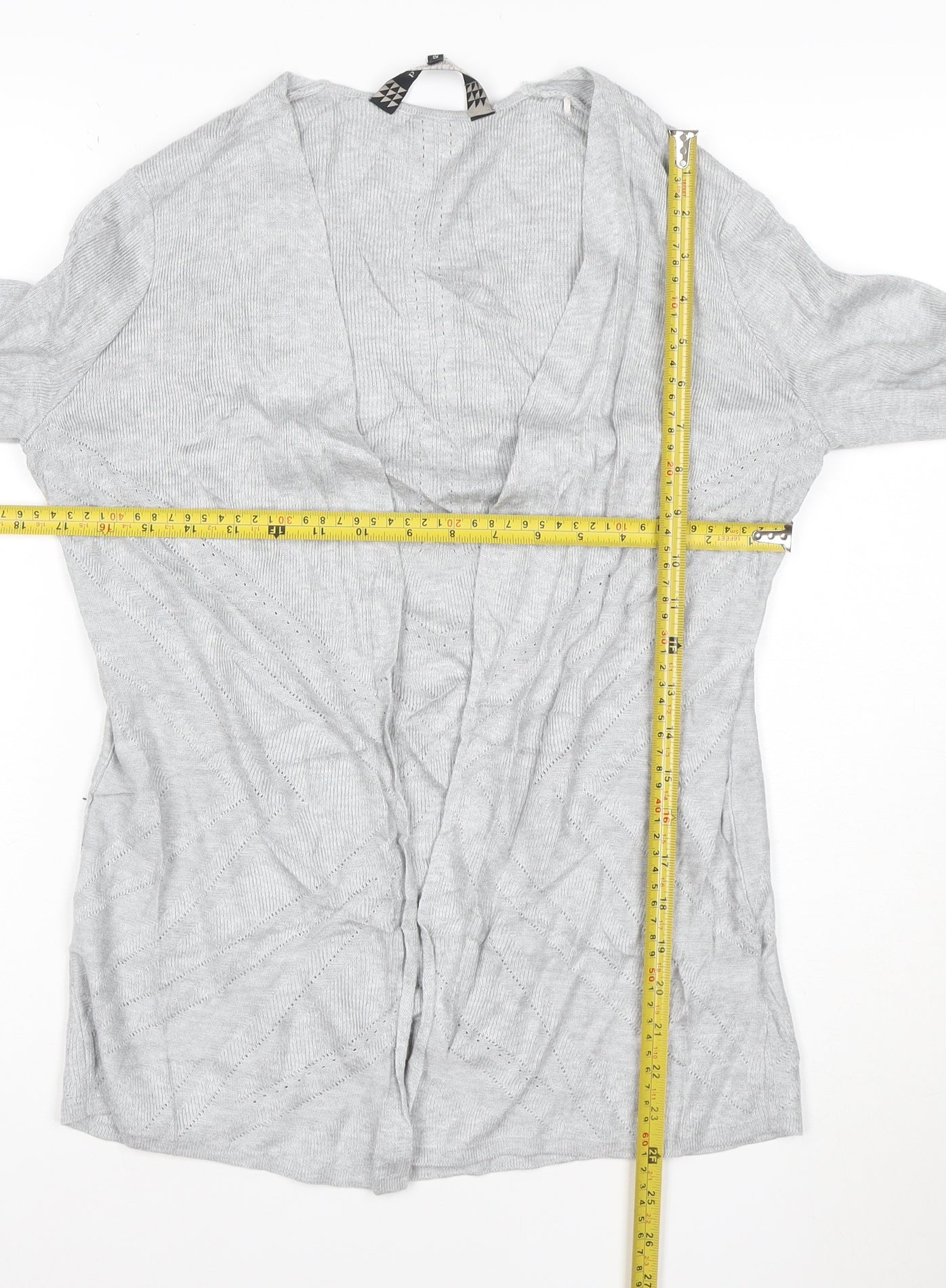 Principles Women’s Grey Knit Open Cardigan Size 12 V-Neck Lightweight