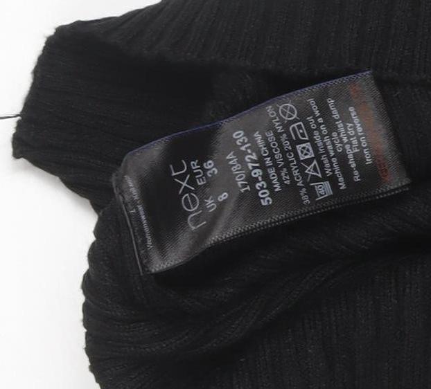 Next Womens Black Bodycon Ribbed Roll Neck Knit Dress Size 8
