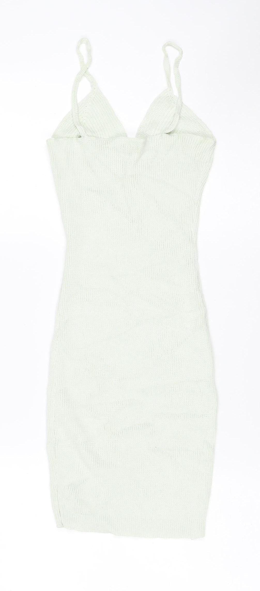 Re_Styled Women Green Bodycon Knit Mini Dress Size 8