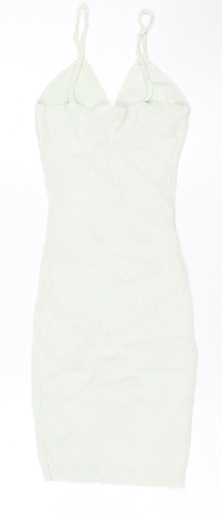 Re_Styled Women Green Bodycon Knit Mini Dress Size 8