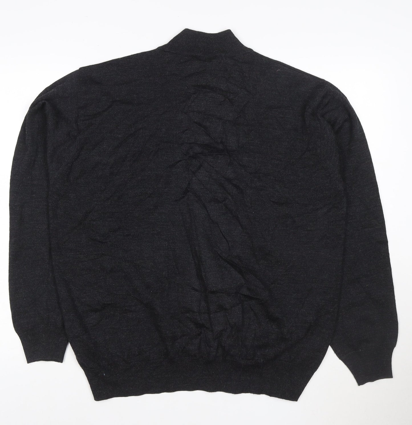 Point Men's Black Merino Wool Blend Mock Neck Jumper L