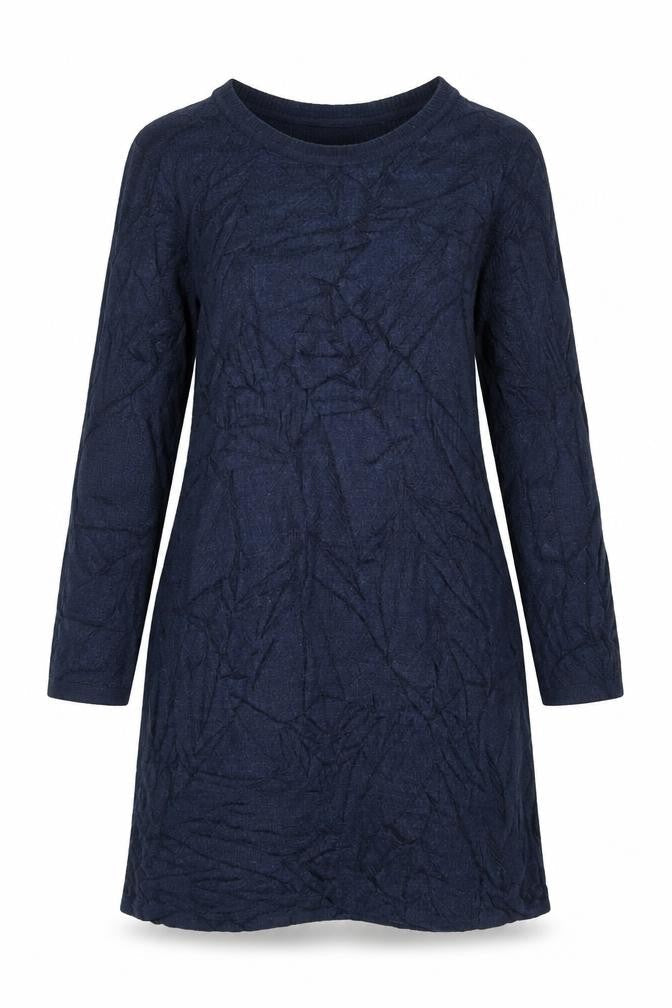FatFace Women Blue Size 12 Knit Shift Dress Long Sleeve