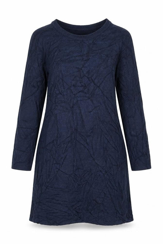FatFace Women Blue Size 12 Knit Shift Dress Long Sleeve