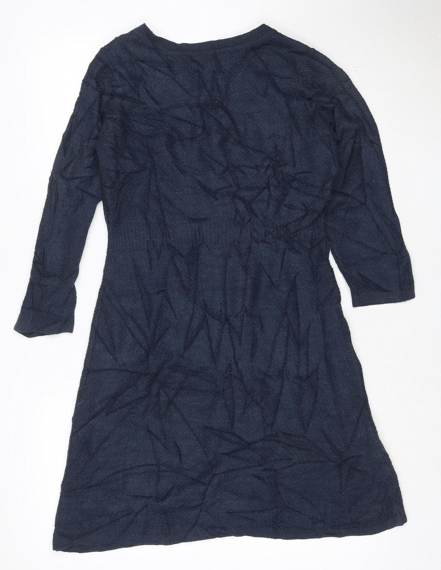 FatFace Women Blue Size 12 Knit Shift Dress Long Sleeve