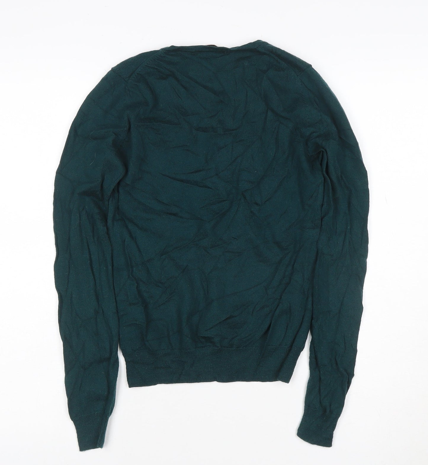 Uniqlo Womens Green XS V-Neck Merino Wool Jumper