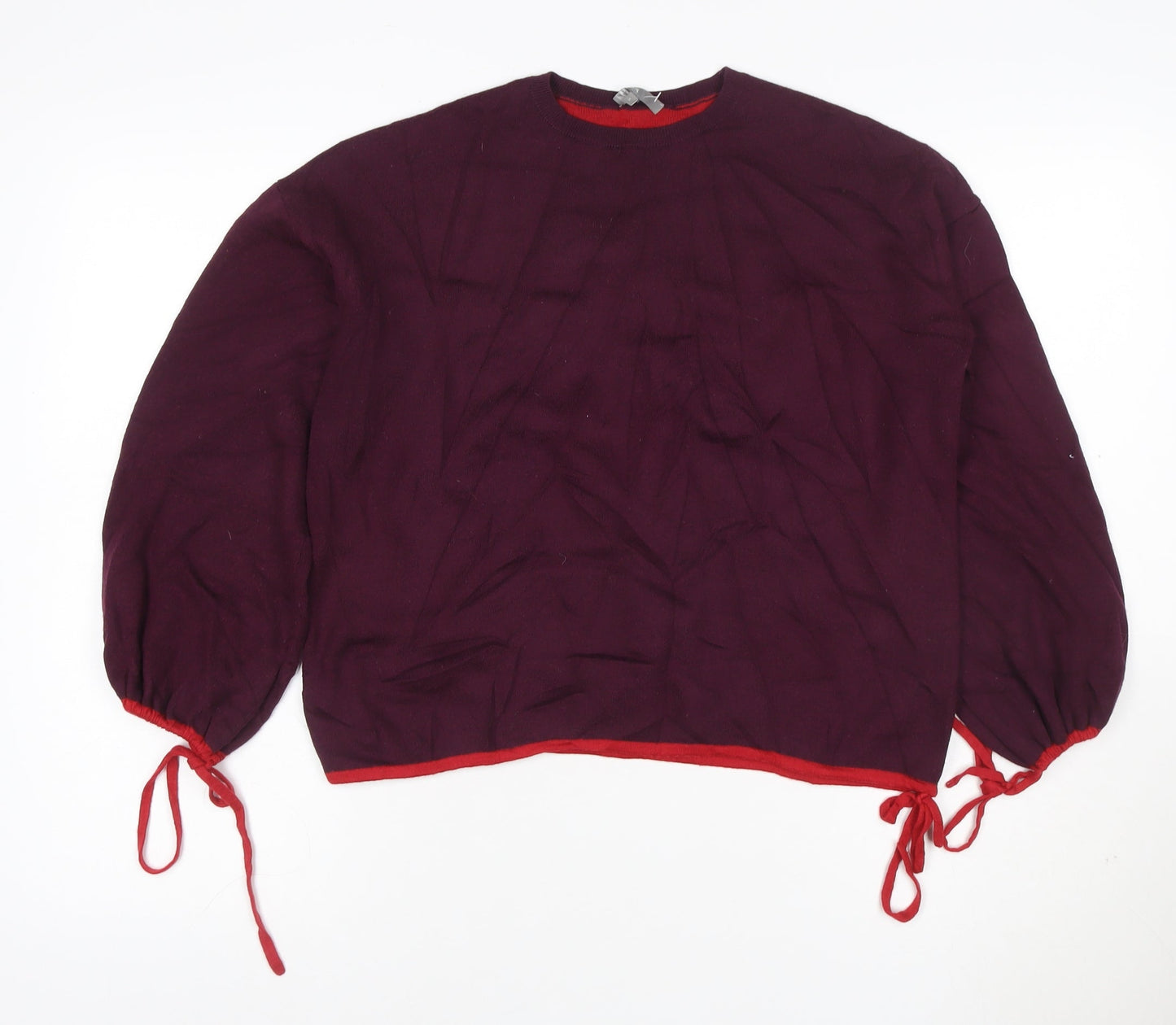 Jaeger Women's Red Wool Crew Neck Long Sleeve Pullover Jumper S