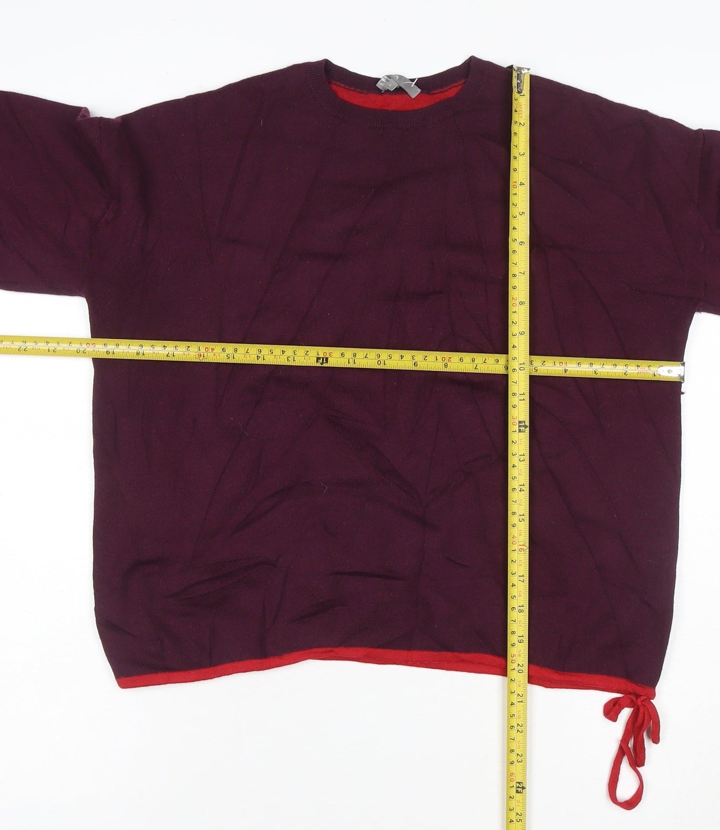 Jaeger Women's Red Wool Crew Neck Long Sleeve Pullover Jumper S